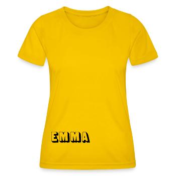 Name - Emma - Frauen Funktions-T-Shirt - Eigelb - Vorne - AI Model Female 172 dark (172cm)
