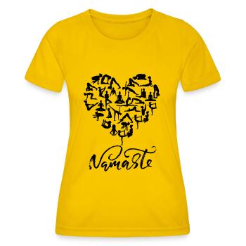 NAMASTE Yoga Herz (4) - Frauen Funktions-T-Shirt - Eigelb - Vorne - AI Model Female 172 dark (172cm)