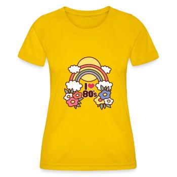 I Love the 80s Eighties Rainbow Cartoon - Women's Functional T-Shirt - egg yellow - Front - AI Model Female 172 dark (172cm)