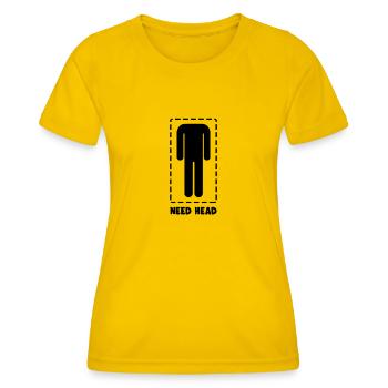 Lustig brauchen Kopf Witz Kopfloser Mann Knebel Humor - Frauen Funktions-T-Shirt - Eigelb - Vorne - AI Model Female 172 dark (172cm)