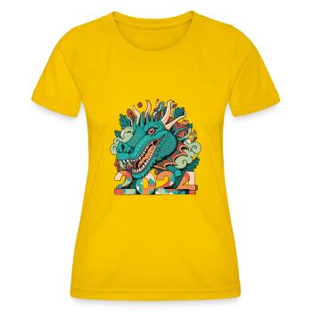 BONNE ANNÉE DRAGON 2024 - T-shirt sport Femme - jaune d'œuf - Devant - AI Model Female 172 dark (172cm)