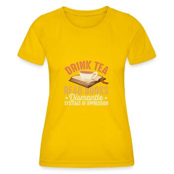 Livres à boire du thé Lire des buveurs de Chai - T-shirt sport Femme - jaune d'œuf - Devant - AI Model Female 172 dark (172cm)
