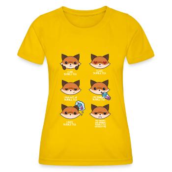 Fox and Bubble Tea - Women's Functional T-Shirt - egg yellow - Front - AI Model Female 172 dark (172cm)
