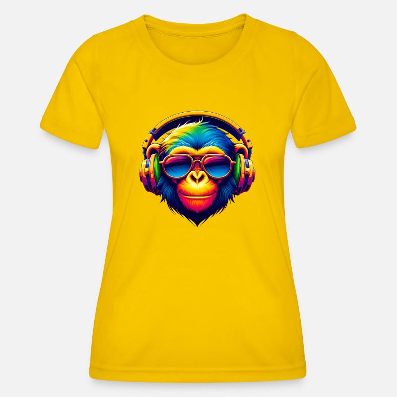 DJ Groove Monkey - Women's Functional T-Shirt - egg yellow