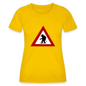 Troll danger sign - Women's Functional T-Shirt - egg yellow - Front - AI Model Female 172 dark (172cm)