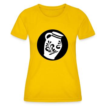 Bembel Design #Bembel #FrankfurtDesign - Frauen Funktions-T-Shirt - Eigelb - Vorne - AI Model Female 172 dark (172cm)