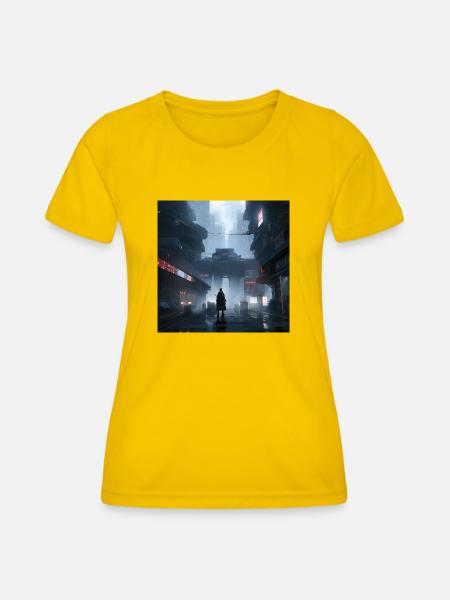 Shadow Ronin: Samurai-Silhouette im Regen - Frauen Funktions-T-Shirt - Eigelb