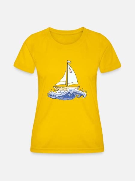Segelboot - Frauen Funktions-T-Shirt - Eigelb