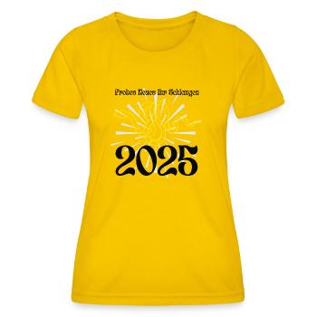 2025 - Frauen Funktions-T-Shirt - Eigelb - Vorne - AI Model Female 172 dark (172cm)