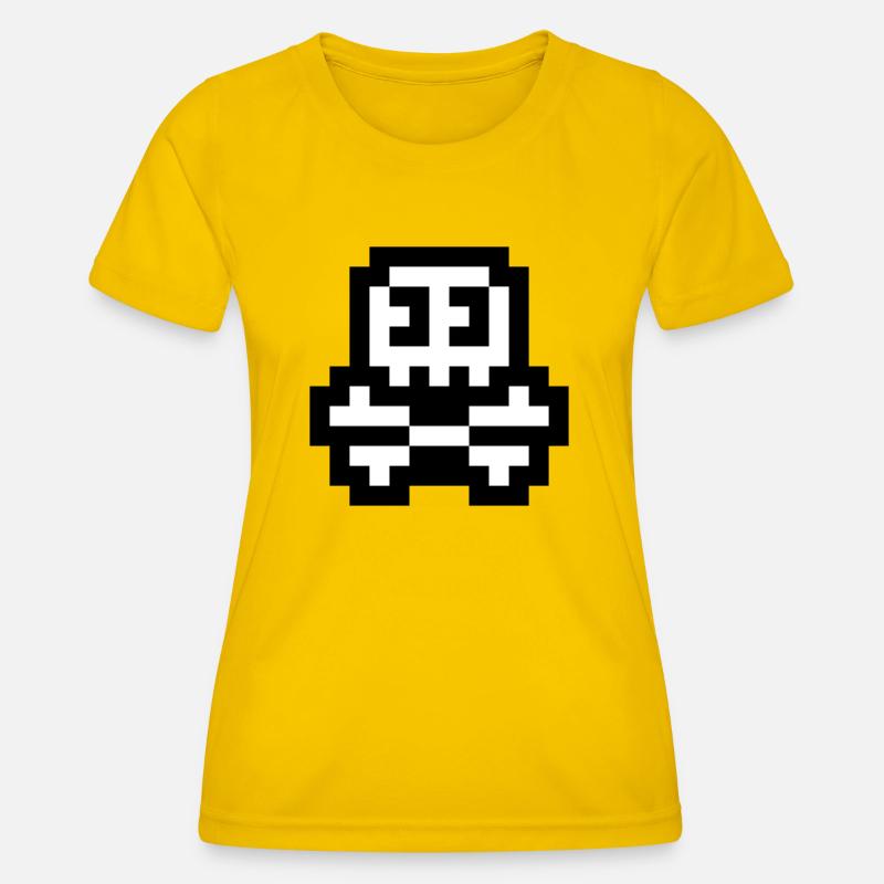 8bit cute skull - Women's Functional T-Shirt - egg yellow