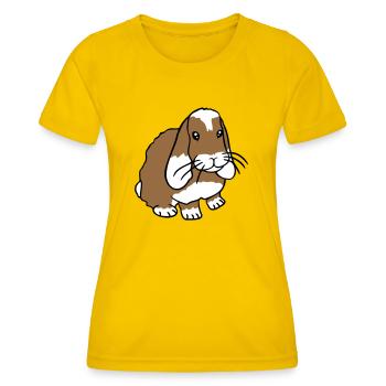 Hase Kaninchen Häschen Nagetier Kleintier niedlich - Frauen Funktions-T-Shirt - Eigelb - Vorne - AI Model Female 172 dark (172cm)