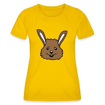 Hase Kaninchen Häschen Cartoon Kleintier niedlich - Frauen Funktions-T-Shirt - Eigelb - Vorne - AI Model Female 172 dark (172cm)
