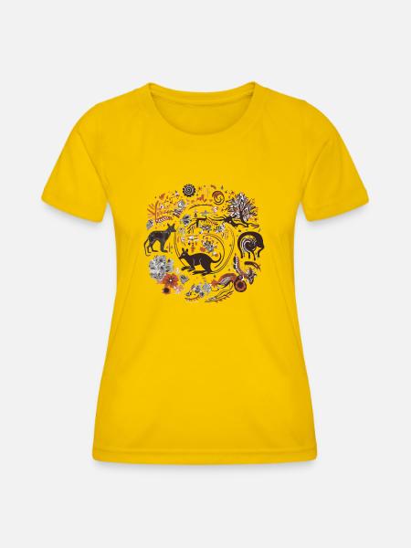 Folklore Australiens - Frauen Funktions-T-Shirt - Eigelb