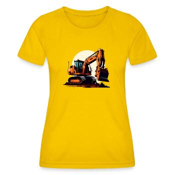 Pelles| Pelles à godets | Rétro - T-shirt sport Femme - jaune d'œuf - Devant - AI Model Female 172 dark (172cm)