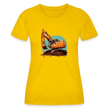 Pelles| Pelles à godets | Rétro - T-shirt sport Femme - jaune d'œuf - Devant - AI Model Female 172 dark (172cm)