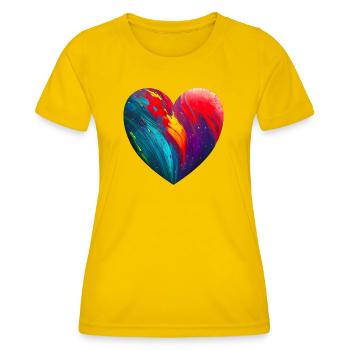 Cœur aux couleurs vives - T-shirt sport Femme - jaune d'œuf - Devant - AI Model Female 172 dark (172cm)