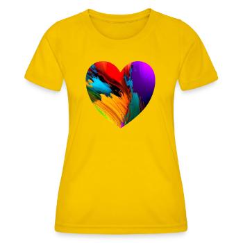Cœur aux couleurs vives - T-shirt sport Femme - jaune d'œuf - Devant - AI Model Female 172 dark (172cm)