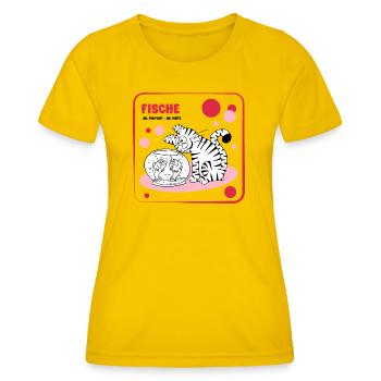 Sternzeichen Fische - Frauen Funktions-T-Shirt - Eigelb - Vorne - AI Model Female 172 dark (172cm)