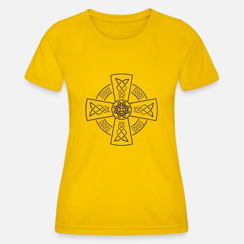 Celtic Cross - Women's Functional T-Shirt - egg yellow