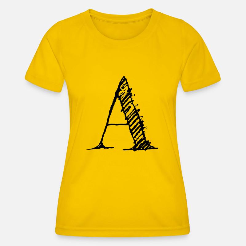 Letter "A" Comic Black - Women's Functional T-Shirt - egg yellow