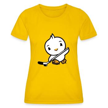 Vogel spielen Eishockey Sport Puck Schläger Hobby - Frauen Funktions-T-Shirt - Eigelb - Vorne - AI Model Female 172 dark (172cm)