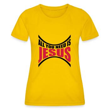 Need Jesus Gebogen - Frauen Funktions-T-Shirt - Eigelb - Vorne - AI Model Female 172 dark (172cm)