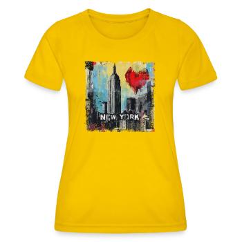 New York, retro, vintage - Valentinstag - Frauen Funktions-T-Shirt - Eigelb - Vorne - AI Model Female 172 dark (172cm)