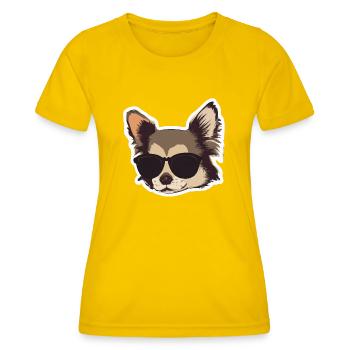 Cool Chihuahua Vintage Hundeliebhaber Puppy - Frauen Funktions-T-Shirt - Eigelb - Vorne - AI Model Female 172 dark (172cm)
