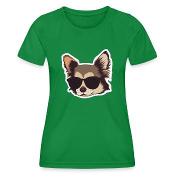 Cool Chihuahua Vintage Dog Lover Puppy - Women's Functional T-Shirt - kelly green - Front - AI Model Female 172 dark (172cm)