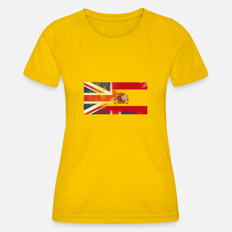 British Spanish Half Spain Half UK Flag - Women's Functional T-Shirt - egg yellow