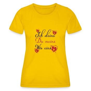 Valentinstag Jahrestag Romantik Sprüche Verliebte - Frauen Funktions-T-Shirt - Eigelb - Vorne - AI Model Female 172 dark (172cm)