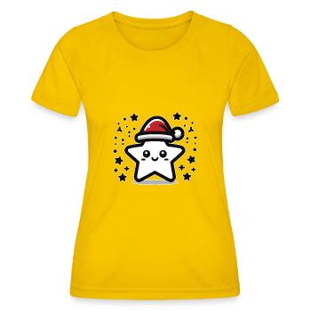 Stern Niedlicher Weihnachtsstern - Frauen Funktions-T-Shirt - Eigelb - Vorne - AI Model Female 172 dark (172cm)