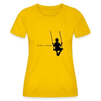Da hilft nur schaukeln - kleiner Junge schaukelt - Frauen Funktions-T-Shirt - Eigelb - Vorne - AI Model Female 172 dark (172cm)