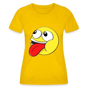 Smile Face Fun Smilies Cartoon Smilie Smile - T-shirt sport Femme - jaune d'œuf - Devant - AI Model Female 172 dark (172cm)