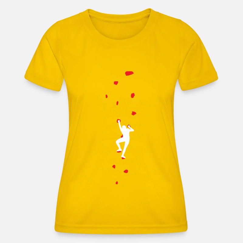Boulder climbing wall Climbing Boulder indoor climbing center - Women's Functional T-Shirt - egg yellow