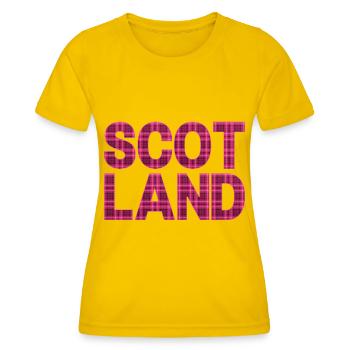 Schottland Tartan Schriftzug Dudelsack Highlands - Frauen Funktions-T-Shirt - Eigelb - Vorne - AI Model Female 172 dark (172cm)