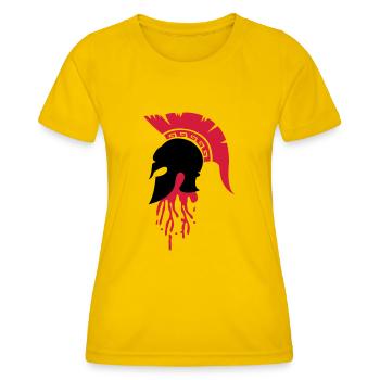 sparta_helm_blood - Women's Functional T-Shirt - egg yellow - Front - AI Model Female 172 dark (172cm)