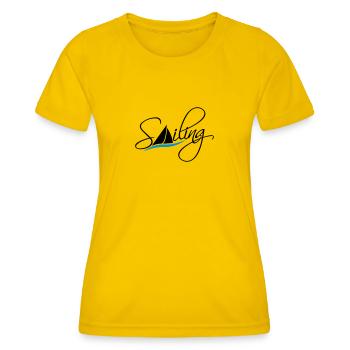 Sailing Logo Design - Women's Functional T-Shirt - egg yellow - Front - AI Model Female 172 dark (172cm)