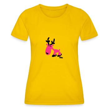 Rentier Rudi (c) - T-shirt sport Femme - jaune d'œuf - Devant - AI Model Female 172 dark (172cm)