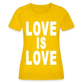 Liebe ist Liebe weiß - Frauen Funktions-T-Shirt - Eigelb - Vorne - AI Model Female 172 dark (172cm)