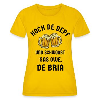 Biergarten Bayern Bier Bierkrug Bierzelt bayerisch - Frauen Funktions-T-Shirt - Eigelb - Vorne - AI Model Female 172 dark (172cm)
