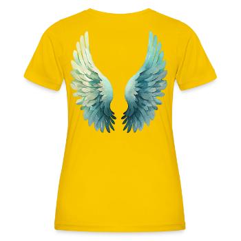 Aqua Pastell Flügel für Gelassenheit - Frauen Funktions-T-Shirt - Eigelb - Hinten - AI Model Female 172 dark (172cm)