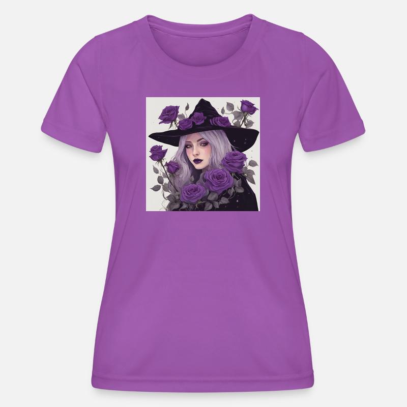 Mystic Witch with Violet Roses - Women's Functional T-Shirt - purple