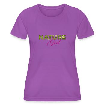 Natur Girl lettering with green texture - Women's Functional T-Shirt - purple - Front - AI Model Female 172 dark (172cm)