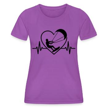 Kitesurfen Kitesurfer Herz Leidenschaft - Frauen Funktions-T-Shirt - Violett - Vorne - AI Model Female 172 dark (172cm)