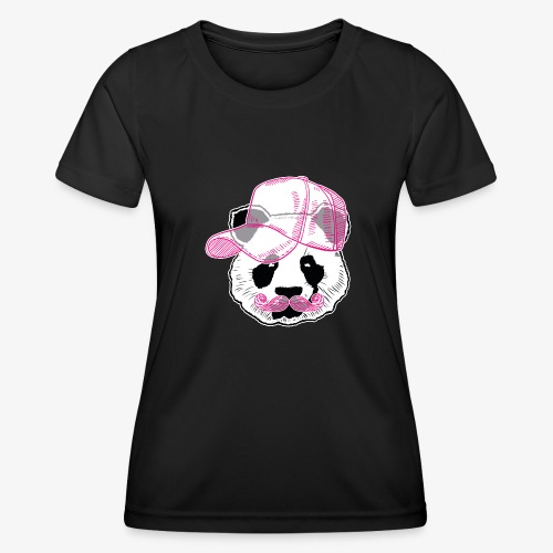 Panda - Pink - Cap - Mustache - Frauen Funktions-T-Shirt