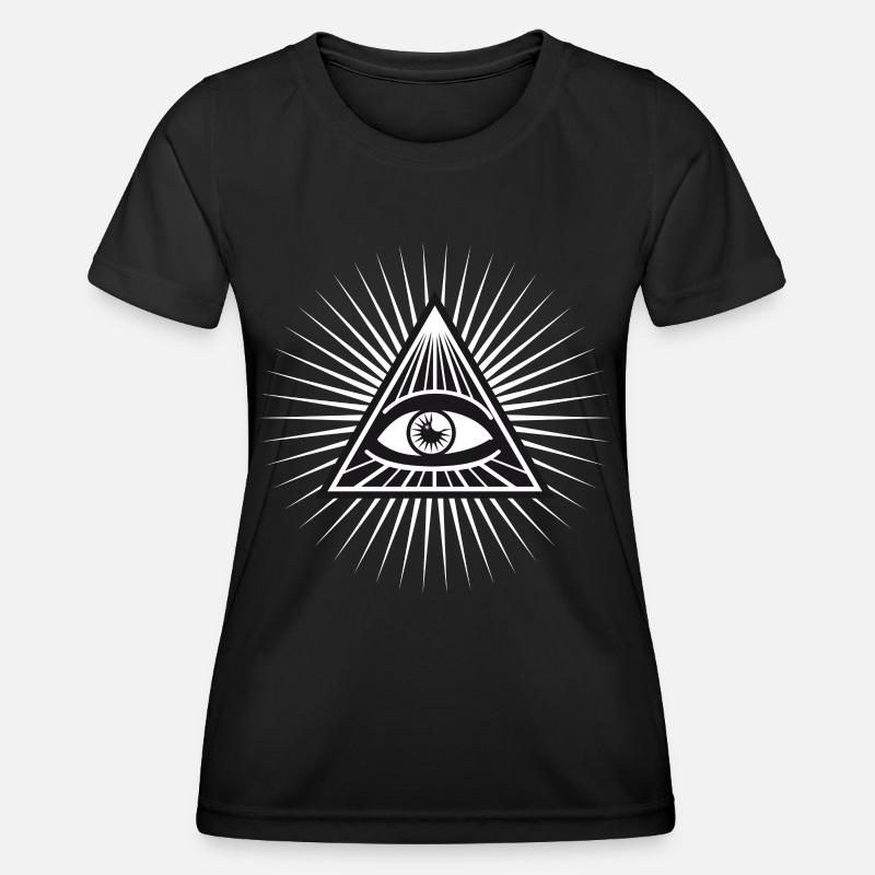 illuminati seeing eye enlightened fun cool love - Women's Functional T-Shirt - black