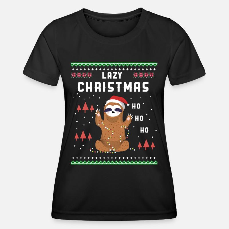 Lazy Christmas / Sloth / Gift - Women's Functional T-Shirt - black