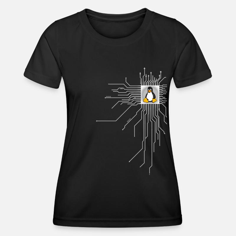 platine Pinguin Core Herz Computer pc Nerd program - Frauen Funktions-T-Shirt - Schwarz