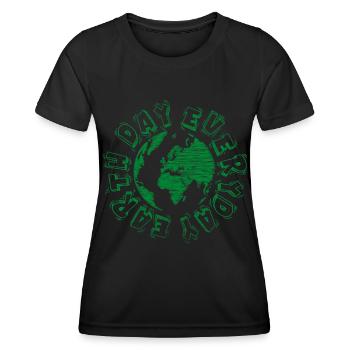 Global Earth Consciousness Design - Frauen Funktions-T-Shirt - Schwarz - Vorne - AI Model Female 172 light (172cm)